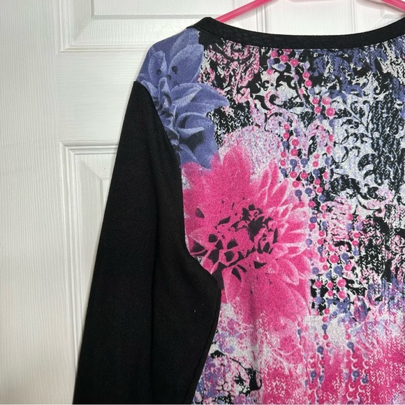 Northern Reflections Shirt Black/Pink/Purple Floral Long Sleeved Sz Extra Large - Picture 10 of 16